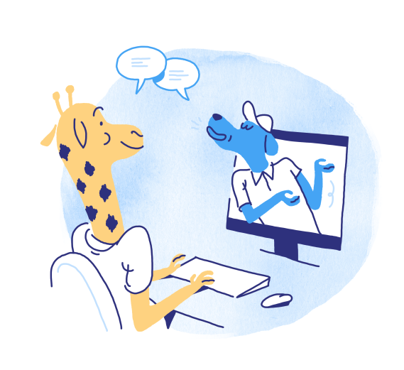The business owner chats with its customer, from Quentin Vijoux’s brand refresh for Intercom.
