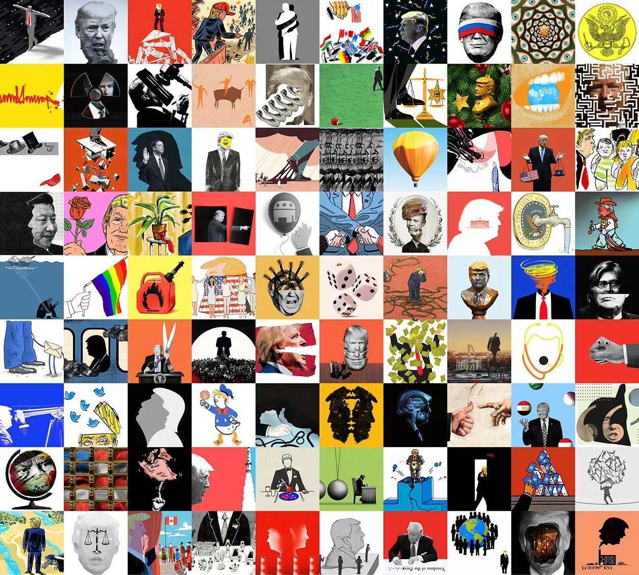 Dozens of incredibly diverse approaches to depicting a single subject, as seen in The Year in Illustration 2017.
